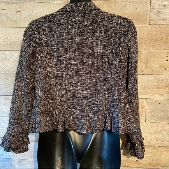 Coldwater Creek women’s tweed ruffled‎ open  blazer in size large - Picture 3 of 6